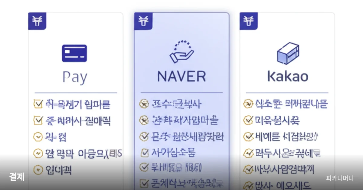 삼성페이, 네이버페이, 카카오페이 3대 모바일 간편결제 서비스의 오프라인/온라인 결제, 포인트 적립률, 송금 기능, 주요 혜택을 비교한 인포그래픽.